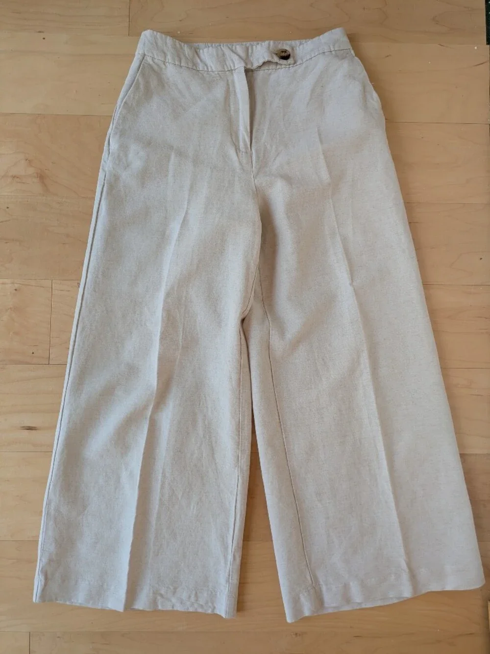 H&M Wide-Leg Cropped Linen-blend Trouser - Size 0